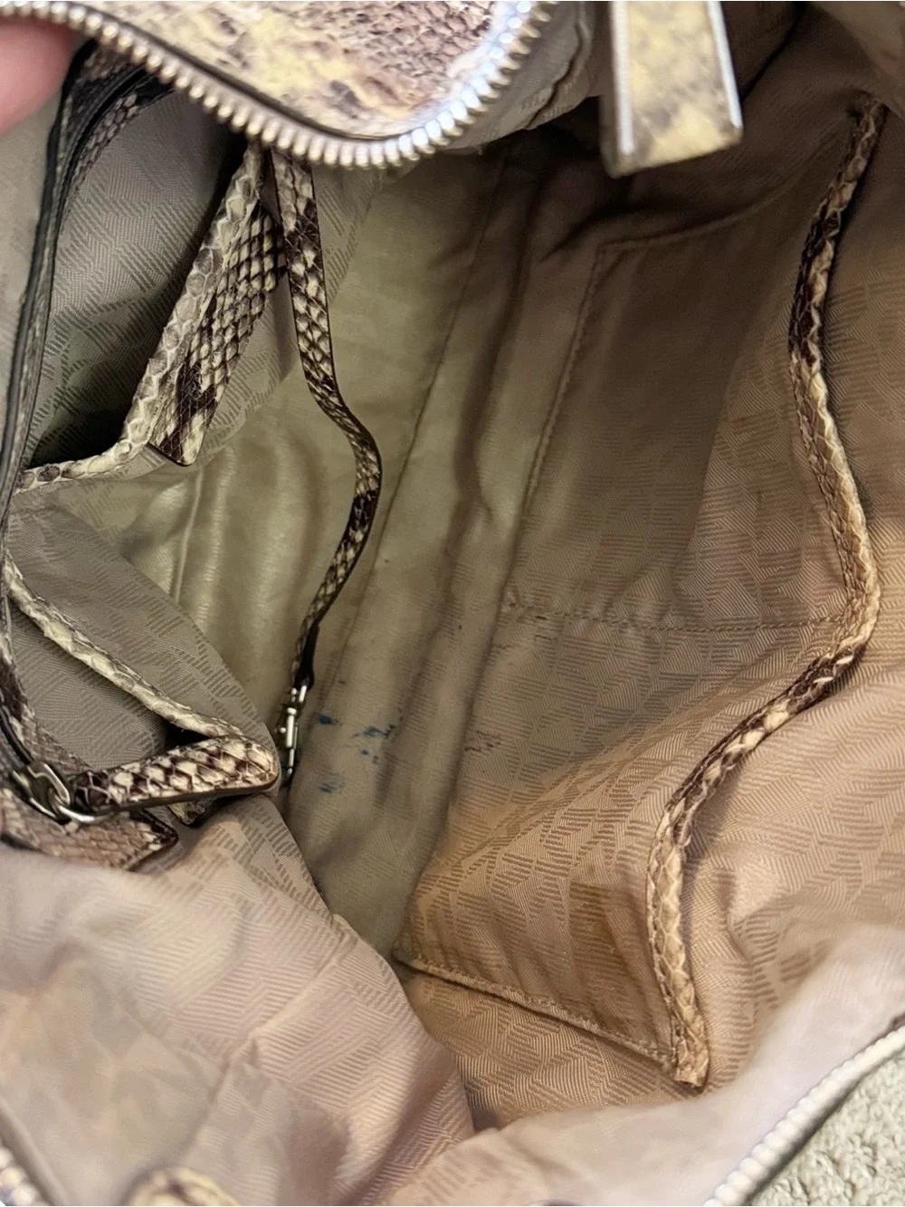 Michael Kors Matilda Snakeskin Embossed Handbag Leather Hobo Tote Statement Chic